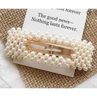 Kẹp tóc mái nhựa giả ngọc trai - Màu trắng, Màu trắng