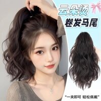 Kẹp tóc mây uốn xoăn phong cách thanh lịch cho phụ nữ, kiểu dáng hot của người nổi tiếng internet, xoăn hoa lê, sóng nước, tóc đuôi ngựa ngắn giả tự nhiên 4.1