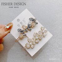 Kẹp tóc ngọc trai hình giọt dầu mới, kiểu dáng đơn giản, kẹp tóc hình bướm, kẹp tóc thanh lịch cho phụ nữ, kẹp tóc mái phía sau đầu