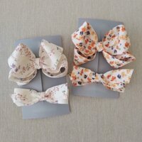 Kẹp tóc nơ hoạ tiết hoa in trên nơ Hàn Quốc cho bé gái