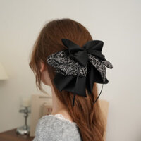 Kẹp tóc nơ hoa vintage đơn giản, kẹp tóc đuôi ngựa thời trang mới, kẹp tóc satin phong cách Hàn Quốc cho phụ nữ