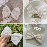 Kẹp tóc nơ ren hoa handmade Hàn Quốc cho bé gái