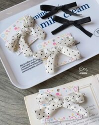 Kẹp tóc Nơ vải chấm bi