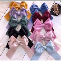 Kẹp tóc nơ vải duy băng xinh xắn - Hồng đỗ