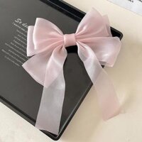 Kẹp tóc nơ voan lưới mẫu mới dịu dàng và ngọt ngào, xinh xắn và thanh lịch - Hồng