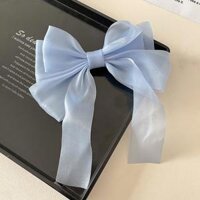 Kẹp tóc nơ voan lưới mẫu mới dịu dàng và ngọt ngào, xinh xắn và thanh lịch - Xanh biển