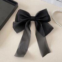 Kẹp tóc nơ voan lưới mẫu mới dịu dàng và ngọt ngào, xinh xắn và thanh lịch - Đen