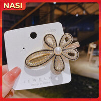Kẹp tóc nữ hàn quốc NASI chất liệu hợp kim cao cấp bền đẹp kẹp tóc mái mẫu đẹp kẹp mỏ vịt đính cườm sang trọng - Bông hoa