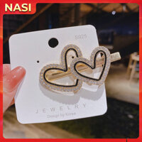 Kẹp tóc nữ hàn quốc NASI chất liệu hợp kim cao cấp bền đẹp kẹp tóc mái mẫu đẹp kẹp mỏ vịt đính cườm sang trọng - Trái tim