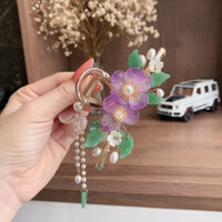 Kẹp tóc nữ, kẹp gắp hoa đôi màu tím cao cấp, hợp đi chơi đi biển AK5157 - phukienhana