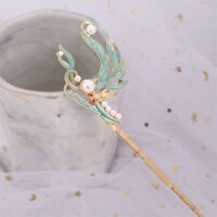 Kẹp tóc phong cách cổ đại cloisonne đơn giản hàng ngày cuộn tóc thường ngày dễ phối đồ kẹp tóc Cung Đình nữ Hán phục Mũ trang sức tóc xanh đốt