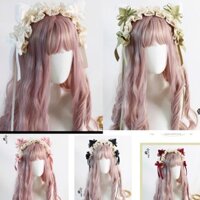 Kẹp tóc tai mèo lolita thắt nơ kẹp tóc phong cách Nhật Bản lo Vòng tóc nguyên bản lolita