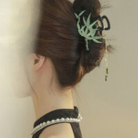 Kẹp tóc tua rua lá tre nhựa phong cách Trung Quốc mới kẹp cá mập dễ phối thời trang phong cách cổ trang trí tóc khí chất thiết kế cho nữ