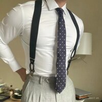 Kẹp treo quần phong cách retro Anh, co giãn đàn hồi, kẹp treo quần nam, dây đeo vai, sáu kẹp treo quần nam