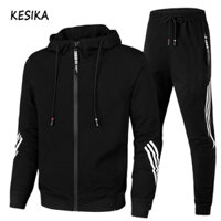 KESIKA Bộ đồ thể thao thông thường dành cho nam có khóa kéo áo khoác chạy bộ bộ đồ thể thao
