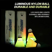 KESIKA Cầu lông phát sáng trong bóng tối 4 gói có đèn LED phát sáng bóng nylon nhựa chống huỳnh quang ban đêm