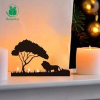 Kesoto Lion Silhouette Tea Light Candle Holder Trang trí để bàn cho phòng khách