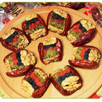 Kết Hợp Các Loại, Bánh Sandwich, Táo Tàu, Các Loại Hạt Hỗn Hợp, Táo Tàu, Óc Chó, Nho Khô, Chà Là Đỏ, Óc Chó, Đồ Ăn Nhẹ