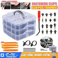 Kết hợp ốc vít nhựa ô tô, 750Pcs, ốc vít kẹp cản, nhiều loại ốc vít nhựa, hộp