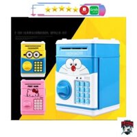 Két sắt đựng tiền mini thông minh hình doremon và hello kitty