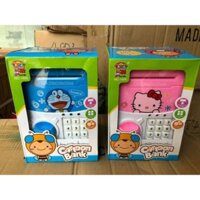 Két sắt đựng tiền mini thông minh hình doremon và hello kitty _video tự quay