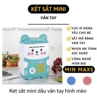 Két Sắt Mini - Két Sắt Thông Minh Hình Mèo Mở Khóa Bằng Vân Tay, Có Nhạc Cho Bé 9660 [MINMAXS]