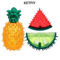 Ketfiy 3 Đồ chơi cho chó con để mọc răng, trái cây dưa hấu làm mát dứa Đồ chơi cho chó để mọc răng, Đồ dùng cho thú cưng Đồ chơi cho chó dứa bằng nhựa Thú cưng nhỏ và vừa