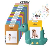 KETFIY Máy đọc sách mầm non KETFIY, Máy học tiếng Anh / Pháp / Tây Ban Nha / Sớm có thể sạc lại, Thẻ Flash nói chuyện nhỏ gọn giáo dục Đồ chơi trị liệu bằng giọng nói song ngữ cho bé