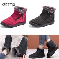 Kettio Giữ Ấm Tuyết Boot, Giày Nữ Dây Kéo Sang Trọng Mùa Đông Boot, Lông Chống Thấm Nước Lót Tuyết Mùa Đông Ấm Mắt Cá Chân Giày Nữ