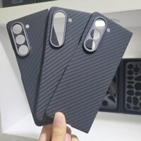 Kevlar Ốp Điện Thoại Sợi carbon Siêu Mỏng Có Vòng Nhẫn Kim Loại Bảo Vệ camera Cho samsung galaxy z fold 5 fold5