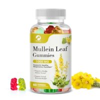 Kexinsh Sugar Free Mullein Gummies - Sữa rửa phổi - Bổ sung Mullein cho hô hấp - Chiết xuất lá Mullein hữu cơ 1000mg với Quercetin & Bromelain, D3 cho phổi, Chữa bệnh tiêu hóa