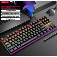 Keyboard T-WOLF T18 Black Chính hãng (Phím cơ, 87 key, Blue Switch, 12 chế độ LED)- BÀN PHÍM CÓ DÂY- BÀN PHÍM CƠ