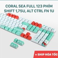 Keycap CORAL SEA Profile OEM chất liệu PBT in Dyesub Full 123 nút cho bàn phím cơ (Filco, Leopold, IKBC, Edra, keychron)