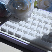 Keycaps pha lê thạch mờ màu trắng PC Double Shot Tương tự OEM Profile Jelly Pudding cho 61 / 68 / 75 / 84 / 87 / 108 Bàn phím cơ Bộ Keycaps trục chéo màu xanh hồng