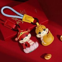 Keychain God of Wealth Doll Leather Small Pendant Car Key Chain Accessories Car decorations 6js0