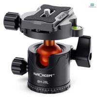 K&F CONCEPT BH-28L Ballhead Tripod Mount Adapter 28mm Large Ball Head Adapter with Quick Release Plate 1/4 Inch Screw Connector Aluminium Alloy 10kg/22lbs Load Capacity with Bubble Level