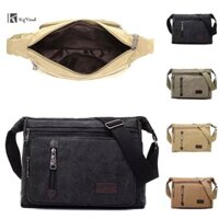 Kgyewl Canvas Túi Đeo Vai Chai Nam Nữ Đơn Giản Thời Trang Retro Đeo Chéo Vuông Nhiều Lớp Mới