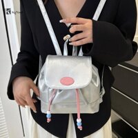 Kgyewl Nhỏ Dây Rút Nắp Ba Lô Nữ Túi Đeo Vai Da PU Ba Lô Đi Học Thời Trang Du Lịch Bé Gái Túi Mới