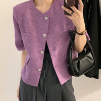 Kh21|Áo khoác blazer nữ hàn quốc croptop ngắn tay mùa hè thanh lịch đi học, công sở gd_order