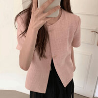 Kh3|Áo khoác blazer nữ hàn quốc croptop ngắn tay mùa hè gd_order