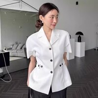 kh84|áo khoác ngắn tay dáng rộng croptop hàn quốc cài khuy cá tính gd_order