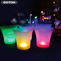 Khá Tròn 5L Dạ Quang LED Xô Đá Champagne Rượu Uống Bia Đá Làm Mát Cho KTV Đảng Bar