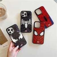 Khắc CASETIFY [Quần áo chiến đấu mặt nạ nọc độc] Vỏ từ tính Acrylic cho iPhone 11 12 13 14 Pro MAX 14 Plus Vỏ bảo vệ chống sốc của người nhện Marvel