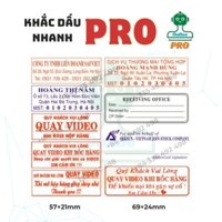 Khắc dấu " quay video", dấu Mst, dấu theo yêu cầu... Kích thước 57x21mm và 69x24mn