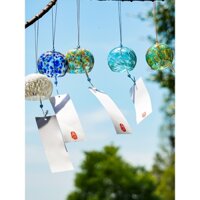 【Khắc miễn phí】thuỷ tinh Chuông gió Trong suốt Khắc laser Phong cách Nhật Bản Cầu nguyện Quà sinh nhật Quà tặng cô gái Trang trí mùa hè gỗ rắn Chữ khắc Tùy chỉnh riêng Mặt dây chuyền