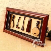 Khắc mini đàn tranh, đàn tỳ bà, khung ảnh năm mảnh đàn nhị, âm nhạc dân gian và mô hình đàn cầm, vậ