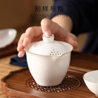 Khác Nhau Với Mutton Fat Jade Vẽ Vàng Tay catch Nồi Lớn Gốm Bao Bát Trà Đơn Cốc Trắng Sứ Không Nóng Bát Trà