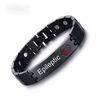 Khắc serviec cảnh báo y tế ID Vòng đeo tay Bangles người đàn ông Đen sức khỏe năng lượng từ thép không gỉ trang sức