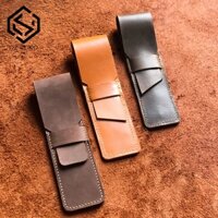 [Khắc Tên Theo Yêu Cầu] Bao Da Bút Máy Handmade Tanto Pencase Có Nắp Gài, Da Thật (Dành Riêng Cho Medium Size)