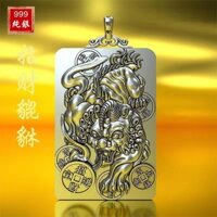 Khắc tinh xảo Mặt dây chuyền bạc nguyên chất Pixiu Bạc nguyên chất Nam 999 Sterling Bạc độc đoán Huy chương bạc Huy chương bạc Mặt dây chuyền Vòng cổ bạc Ban đầu Cặp đôi cổ điển được chạm khắc tinh tế Mặt dây chuyền bạc nguyên chất Pixiu Nam 999 Sterling